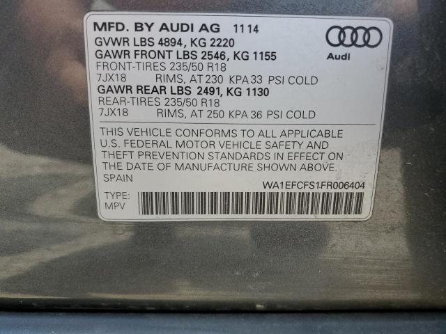 Photo 14 from auction – 2015 AUDI Q3 PREMIUM with VIN WA1EFCFS1FR006404