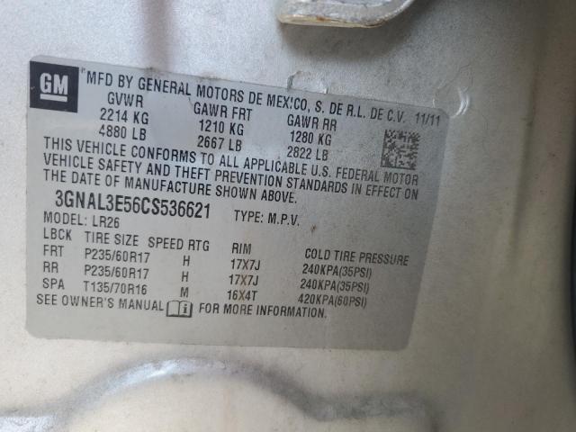 Photo 14 from auction – 2012 CHEVROLET CAPTIVA SP with VIN 3GNAL3E56CS536621