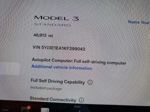 Photo 9 from auction – 2019 TESLA MODEL 3 with VIN 5YJ3E1EA1KF399043