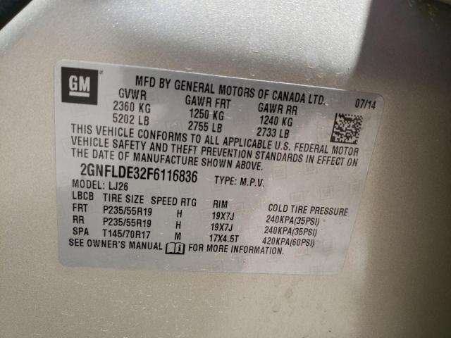 Photo 14 from auction – 2015 CHEVROLET EQUINOX LT with VIN 2GNFLDE32F6116836