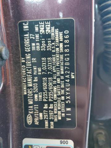Photo 14 from auction – 2011 KIA SORENTO EX with VIN 5XYKU4A27BG181860
