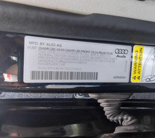 Photo 10 from auction – 2007 AUDI A4 2.0T CA with VIN WAUDF48H97K026562