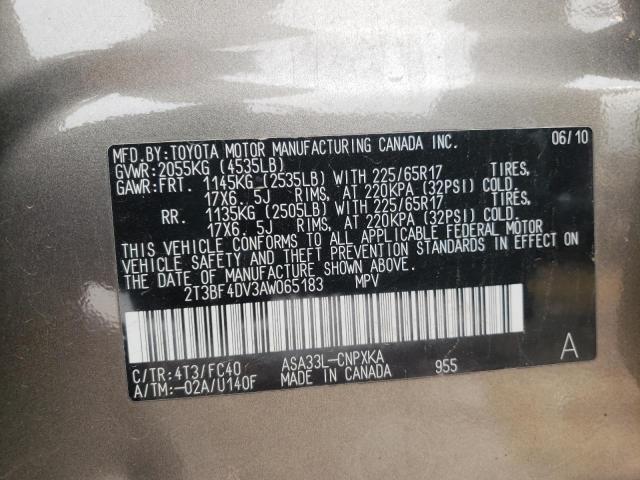 Photo 14 from auction – 2010 TOYOTA RAV4 with VIN 2T3BF4DV3AW065183