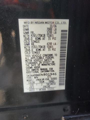 Photo 14 from auction – 2007 INFINITI QX56 with VIN 5N3AA08A07N801946