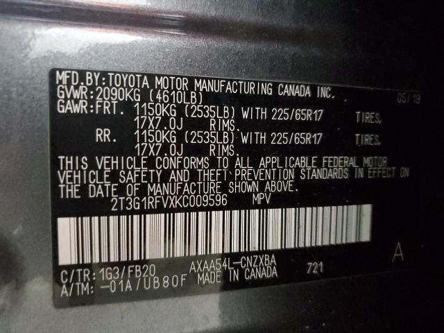 Photo 14 from auction – 2019 TOYOTA RAV4 LE with VIN 2T3G1RFVXKC009596