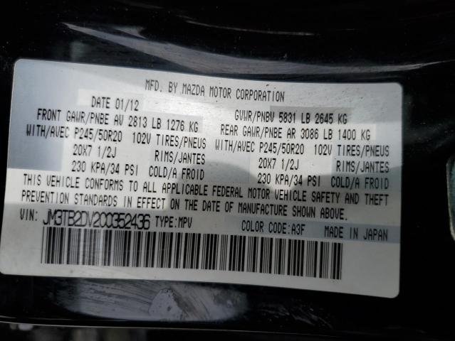 Photo 14 from auction – 2012 MAZDA CX-9 with VIN JM3TB2DV2C0352436