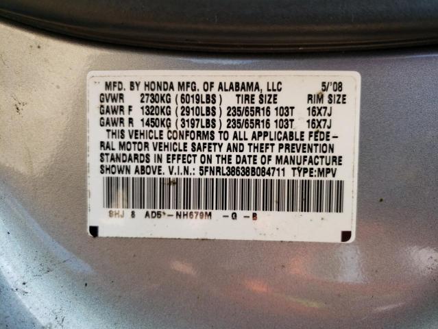 Photo 14 from auction – 2008 HONDA ODYSSEY EX with VIN 5FNRL38638B084711