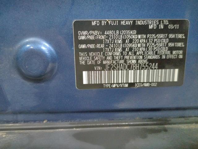 Photo 14 from auction – 2011 SUBARU FORESTER 2 with VIN JF2SHADC7BH755244