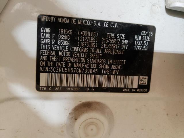Photo 14 from auction – 2016 HONDA HR-V EX with VIN 3CZRU5H57GM739845