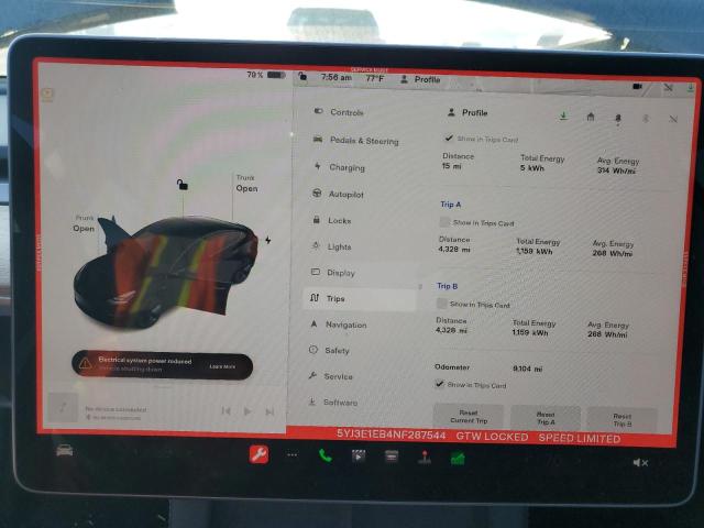 Photo 9 from auction – 2022 TESLA MODEL 3 with VIN 5YJ3E1EB4NF287544