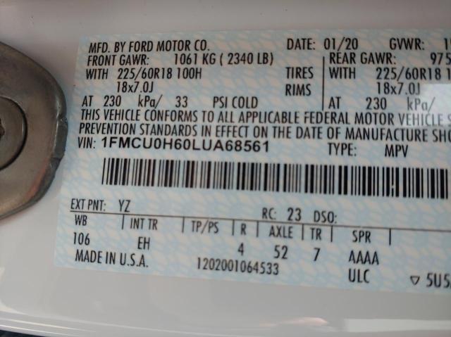 Photo 10 from auction – 2020 FORD ESCAPE SEL with VIN 1FMCU0H60LUA68561