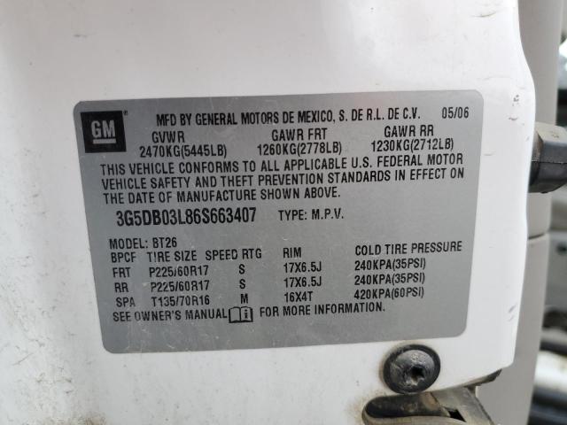 Photo 14 from auction – 2006 BUICK RENDEZVOUS with VIN 3G5DB03L86S663407