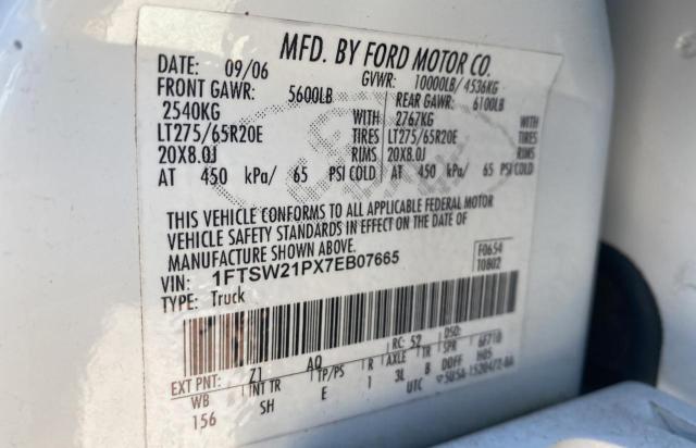 Photo 10 from auction – 2007 FORD F250 SUPER with VIN 1FTSW21PX7EB07665