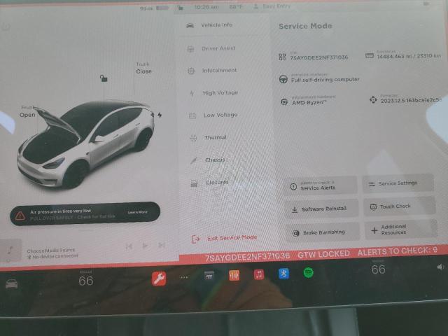 Photo 9 from auction – 2022 TESLA MODEL Y with VIN 7SAYGDEE2NF371036