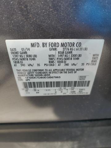 Photo 14 from auction – 2014 FORD EXPLORER X with VIN 1FM5K7D80EGB67865
