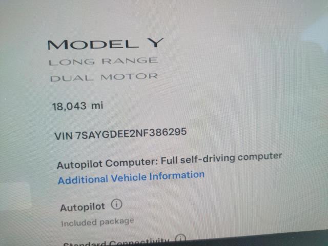 Photo 9 from auction – 2022 TESLA MODEL Y with VIN 7SAYGDEE2NF386295