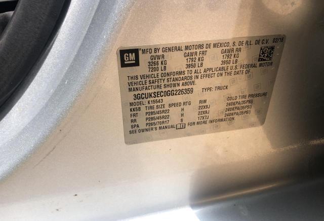 Photo 10 from auction – 2016 CHEVROLET SILVERADO with VIN 3GCUKSEC0GG226359