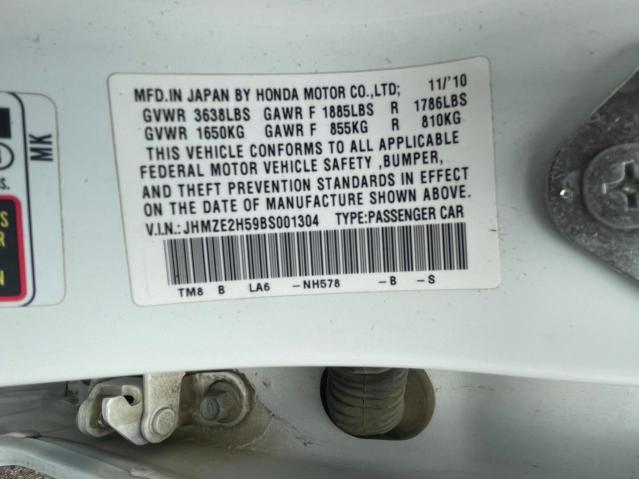 Photo 10 from auction – 2011 HONDA INSIGHT LX with VIN JHMZE2H59BS001304