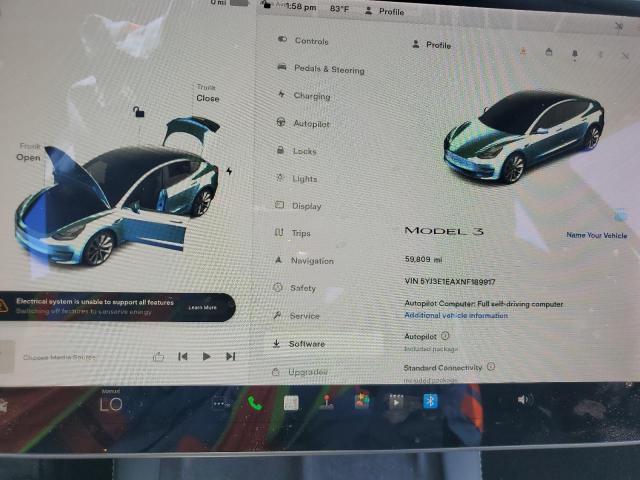 Photo 9 from auction – 2022 TESLA MODEL 3 with VIN 5YJ3E1EAXNF189917
