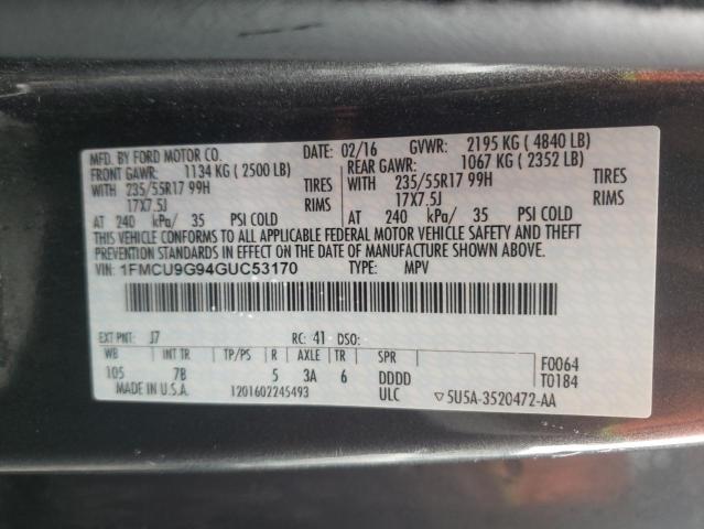 Photo 14 from auction – 2016 FORD ESCAPE SE with VIN 1FMCU9G94GUC53170