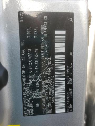 Photo 14 from auction – 2022 TOYOTA HIGHLANDER with VIN 5TDZZRAH0NS543942
