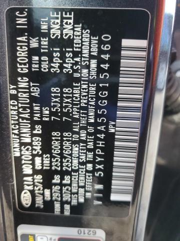 Photo 14 from auction – 2016 KIA SORENTO EX with VIN 5XYPH4A55GG154460