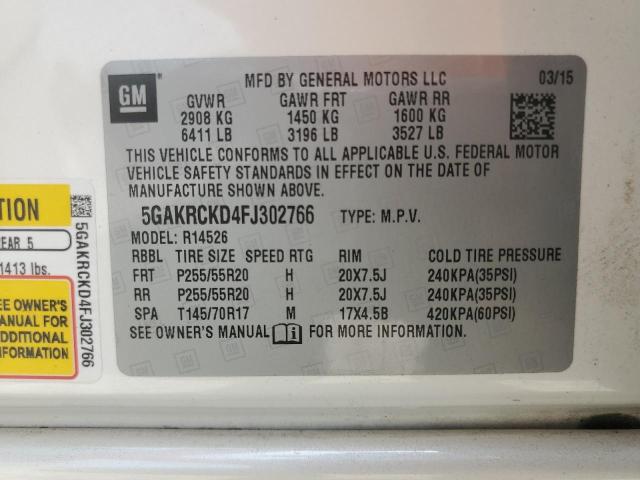 Photo 14 from auction – 2015 BUICK ENCLAVE with VIN 5GAKRCKD4FJ302766