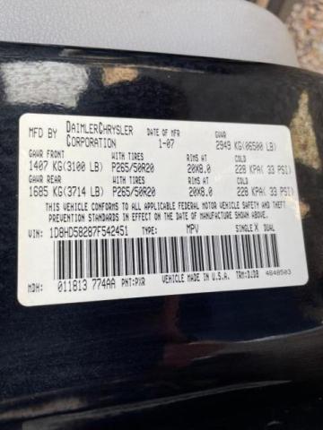 Photo 10 from auction – 2007 DODGE DURANGO LI with VIN 1D8HD58287F542451