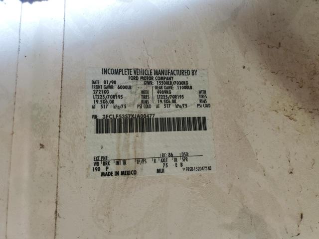 Photo 10 from auction – 1999 FORD F550 SUPER with VIN 3FCLF53S7XJA00477