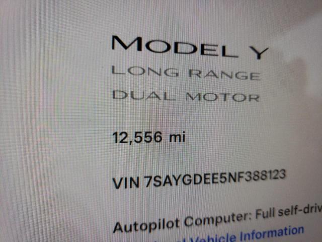 Photo 9 from auction – 2022 TESLA MODEL Y with VIN 7SAYGDEE5NF388123