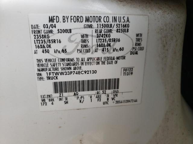Photo 14 from auction – 2004 FORD F350 SUPER with VIN 1FTWW33P74EC92130
