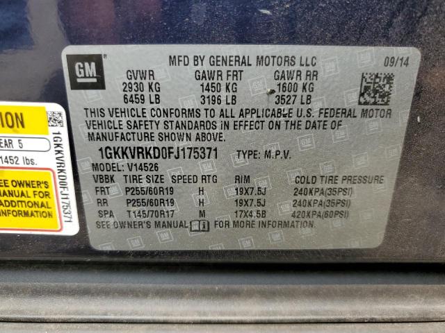 Photo 14 from auction – 2015 GMC ACADIA SLT with VIN 1GKKVRKD0FJ175371