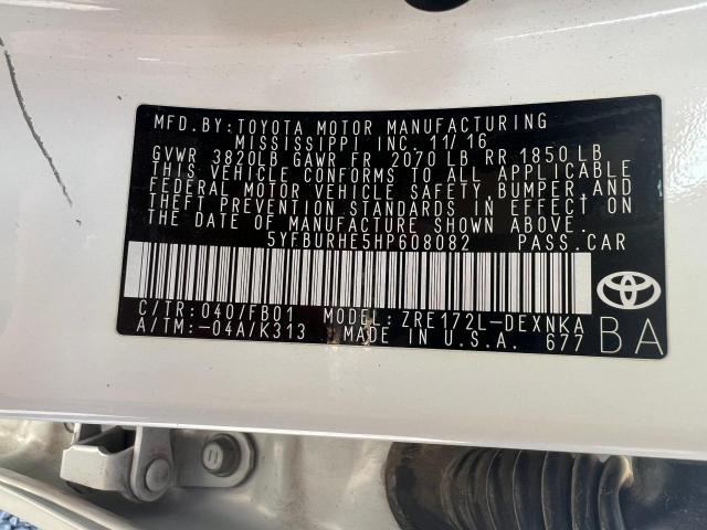 Photo 10 from auction – 2017 TOYOTA COROLLA L with VIN 5YFBURHE5HP608082
