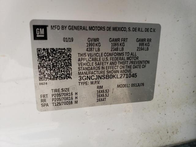 Photo 14 from auction – 2019 CHEVROLET TRAX LS with VIN 3GNCJNSB0KL271045