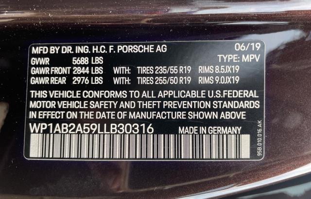 Photo 10 from auction – 2020 PORSCHE MACAN S with VIN WP1AB2A59LLB30316