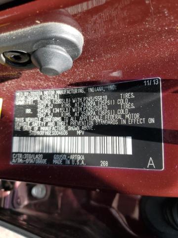 Photo 14 from auction – 2014 TOYOTA HIGHLANDER with VIN 5TDYKRFH6ES004606
