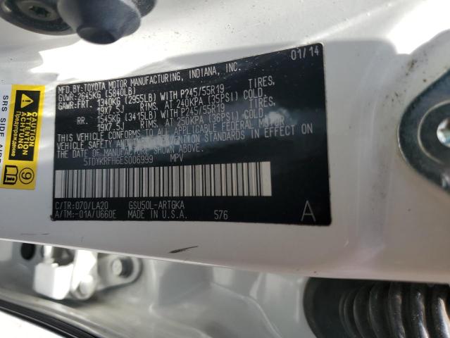 Photo 14 from auction – 2014 TOYOTA HIGHLANDER with VIN 5TDYKRFH6ES006999