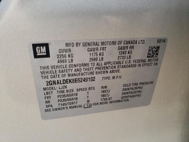Photo 14 from auction – 2014 CHEVROLET EQUINOX LT with VIN 2GNALDEK8E6249102