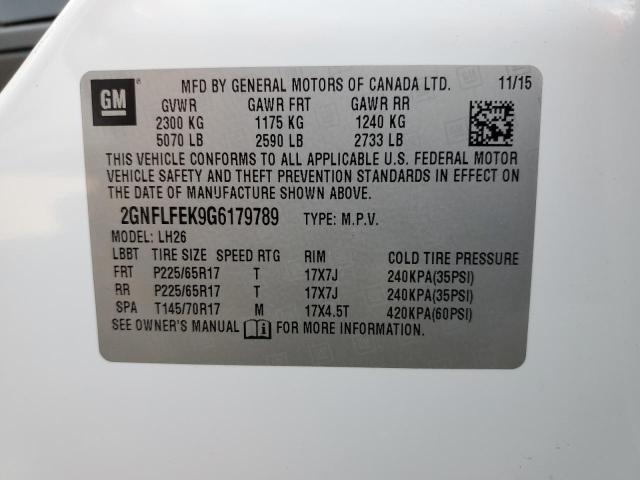 Photo 14 from auction – 2016 CHEVROLET EQUINOX LT with VIN 2GNFLFEK9G6179789