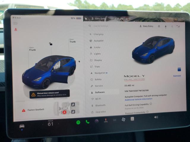 Photo 9 from auction – 2022 TESLA MODEL Y with VIN 7SAYGDEF7NF392196