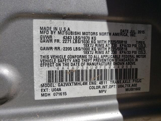 Photo 14 from auction – 2015 MITSUBISHI OUTLANDER with VIN 4A4AP3AU0FE044068