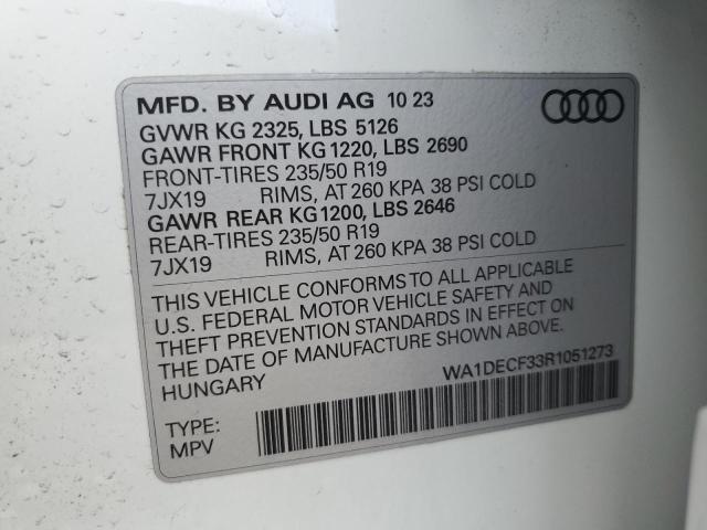 Photo 14 from auction – 2024 AUDI Q3 PREMIUM with VIN WA1DECF33R1051273
