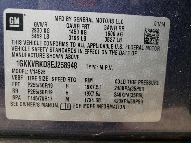 Photo 14 from auction – 2014 GMC ACADIA SLT with VIN 1GKKVRKD8EJ258948