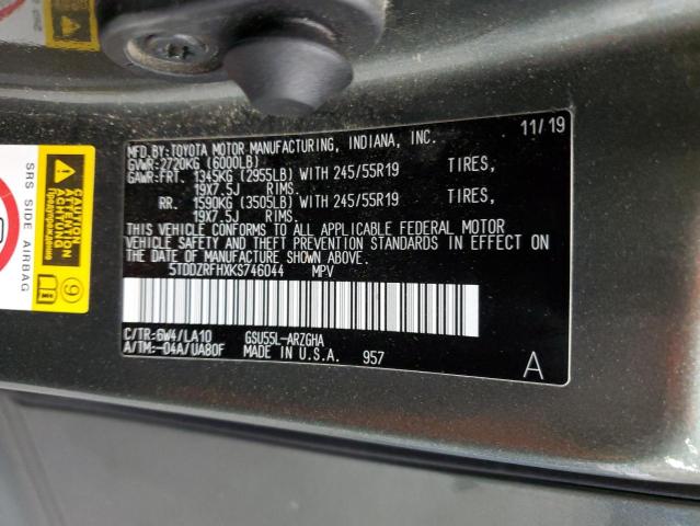 Photo 14 from auction – 2019 TOYOTA HIGHLANDER with VIN 5TDDZRFHXKS746044