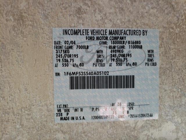 Photo 10 from auction – 2004 FORD F550 SUPER with VIN 1F6MF53S540A05102