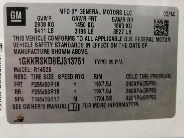 Photo 14 from auction – 2014 GMC ACADIA SLT with VIN 1GKKRSKD8EJ313751