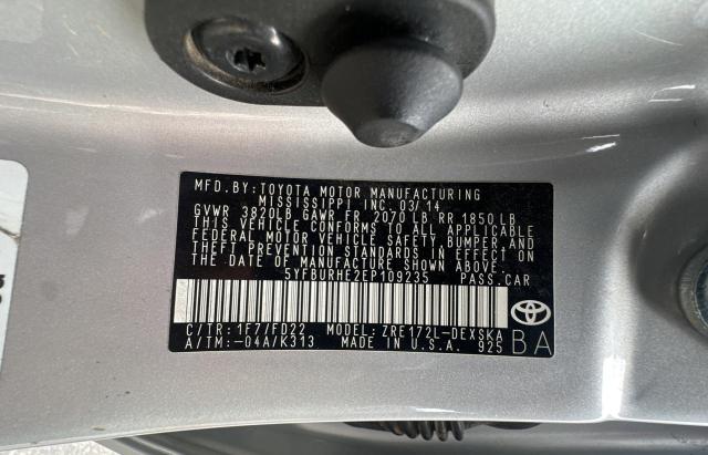 Photo 10 from auction – 2014 TOYOTA COROLLA L with VIN 5YFBURHE2EP109235
