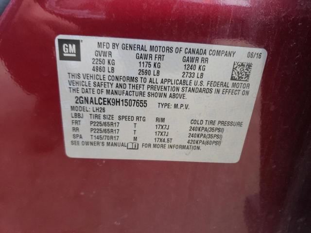 Photo 14 from auction – 2017 CHEVROLET EQUINOX LT with VIN 2GNALCEK9H1507655