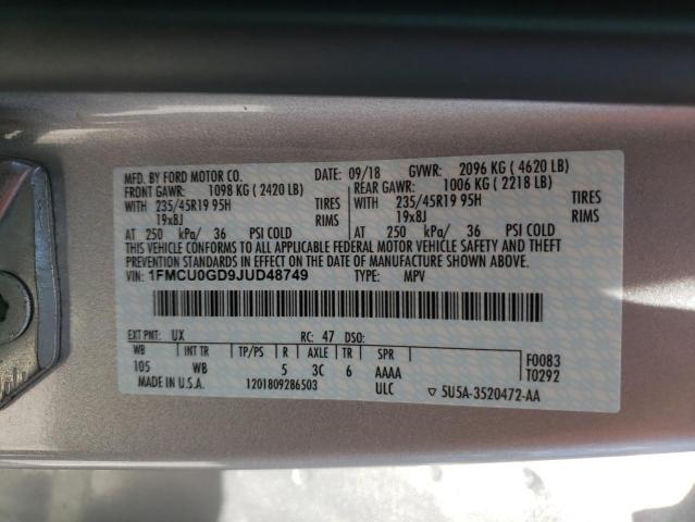 Photo 14 from auction – 2018 FORD ESCAPE SE with VIN 1FMCU0GD9JUD48749