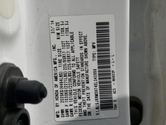 Photo 14 from auction – 2014 HONDA CR-V EXL with VIN 5J6RM3H74EL040998